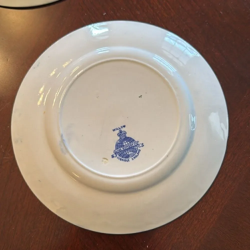 Willow Globe Pottery Cambridge England - Set of 2 - 8” Numbers Plates (#4 & #12)